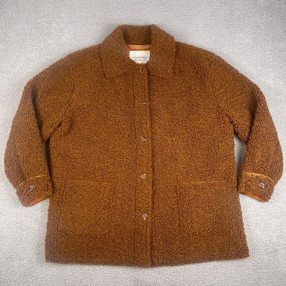Carbon 2 Cobalt Coat Womens M Brown Cuddle Teddy Bear Deep Pile Fleece Jacket‎ - Picture 1 of 10
